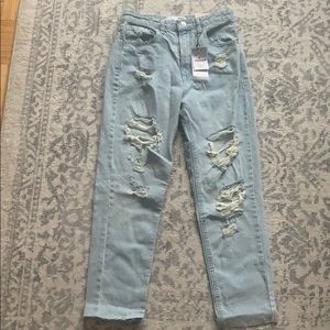 Stradivarius super distressed high waist mom jeans